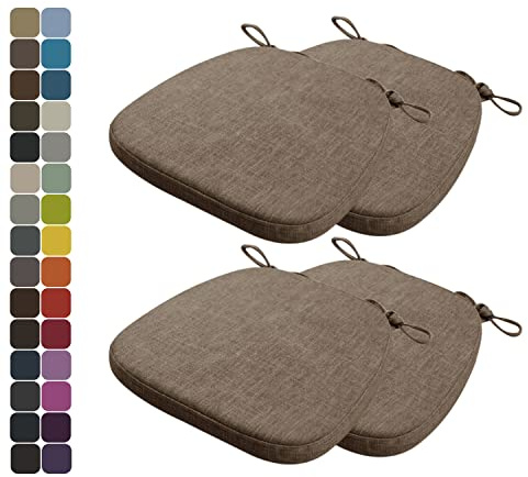 Kimgull 4er Set Stuhlkissen mit Bändern Bequeme Waschbare Rutschfestes Sitzkissen Ideal für zu Hause und Gartendekoration, viele Farben und Größen zur Auswahl (40X38X3CM Braun)