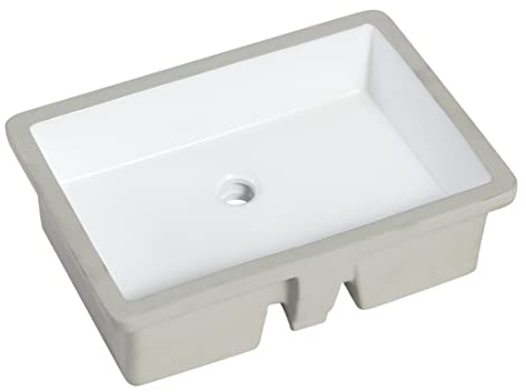 MEJE #T2216 Lavandino da bagno sottotop da 21,5 pollici, lavabo rettangolare in ceramica, lavabo da appoggio, bianco