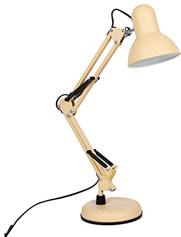 Bel Air Home - LED Schreibtischlampe Antigona Flexo | Retro-Vintage Design, E27 USB, Energiesparend | Ideal für Büro, Nachttisch, Lesen | Gelb, Matt, Metall (Glühbirne nicht inklusive)