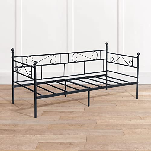 DORAFAIR Lit Simple Adulte et Enfant - Cadre de Lit 90 x 190, Noir