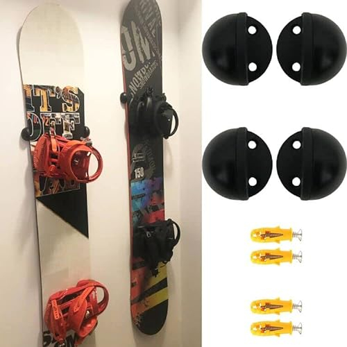 AUXPhome 4 Stück Ski-/Snowboard-Wandhalterung, schwimmender Aufhänger, Wandhalter – Edelstahl – abriebfestes Gummi schützt die Kanten Ihres Boards – Hardware im Lieferumfang enthalten – für 2 Bretter