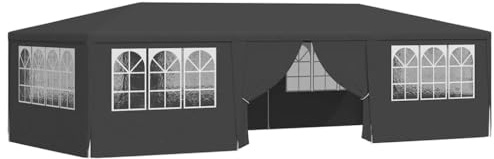 HOMIUSE 4x9 m Profi-Partyzelt mit Seitenwänden Anthrazit Pavillon Faltpavillon Grillpavillon Verkaufsstand Gartenpavillon Gartenlaube Party Zelt Groß Bierzelt Faltzelt Grill Pavillions 90 g/m²