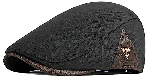 Bigoco Schiebermütze Herren Schirmmützen Baskenmütze Newsboy Beret Hut,Flatmütze Baumwolle 1920 Stil Einstellbare Cabbie Gatsby Barett Cap