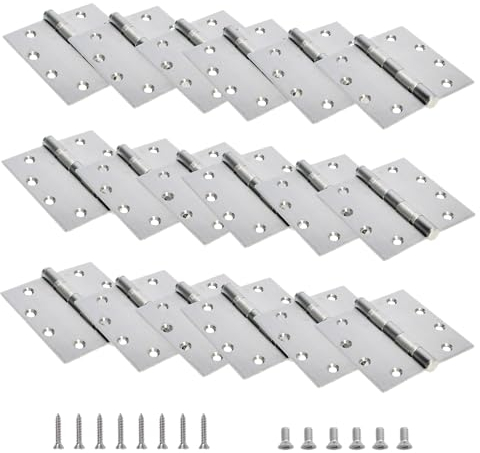 JAVOUKA 4.5 inch X 4.5 inch Heavy Duty Commercial Door Hinge with Silent Steel Plain Ball Bearing, 3 mm Thickness Stainless Steel, Square Corner with 144 Screws (18-Pack)