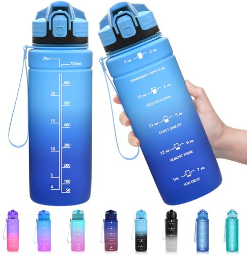 Zounich Vattenflaska för barn, läckagesäker 1 l/700 ml/500 ml-BPA, fria dricksflaskor, sport, tritan, plastvattenflaska för cykel, skola, lämplig för kolsyra, diskmaskinssäker sportflaska