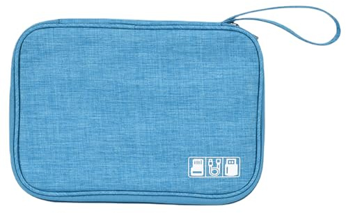 FAVORTALK Gadget-Tasche, Reisekabel-Organizer, Elektronik, große Kapazität, Tech-Tasche für Ladekabel, Ladegerät, Adapter, Powerbank, Festplatte, SD-Karte usw. Zubehör, Azure 1 B21618