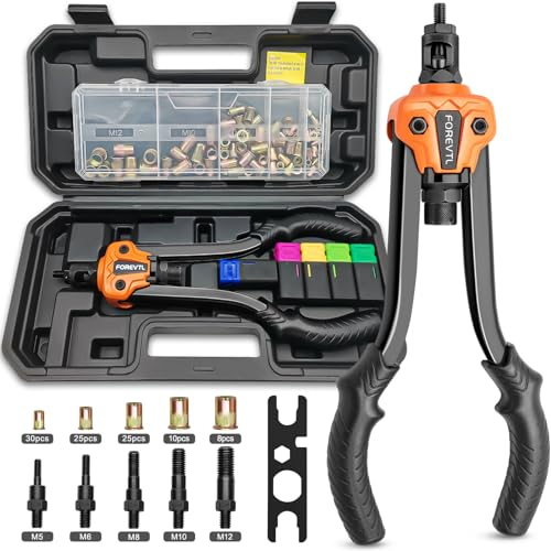 FOREVTL Nietmutternzange Set inkl. 98 Nietmuttern | Dorne in M5-M12 | Gewindenieten Zange Set Mit Koffer