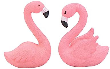 CAXUSD Dekorationen Für Aquarien 2st Kuchen Topper Flamingo-Cupcake-Topper Mikrohandwerk Handdekor Hochzeitsdekoration Kuchendeckel Für Hochzeit Figuren Wohnkultur Mini Rosa Dekorationen
