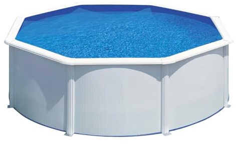 Gre Piscina KIT350QGRE - Piscina Redonda de Acero con Aspecto Blanco, Piscina de jardín Desmontable, 350 x 120 cm