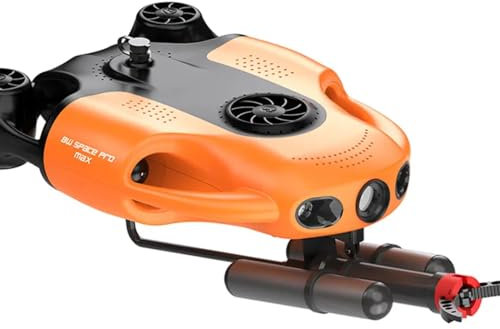 BW Space Pro Max 150M Underwater Electric Drone with Gripper Claw Diving Fish Finder 4K Underwater Camera ROV Robot Drone (Orange)
