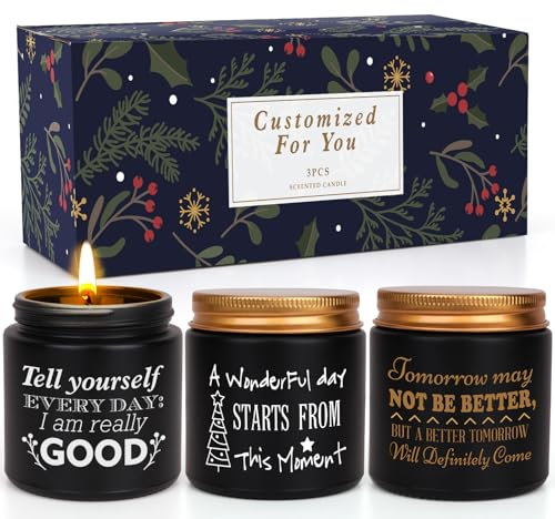 Candle Duftkerze im Glas | 3 Duftende Kerzen Kleine Geschenkset für Männer Sojawachs Duftkerze Aromatherapie Kerze für Muttertag Vatertag Valentinstag,Rose Lavendel Vanille,105Std. Brenndauer