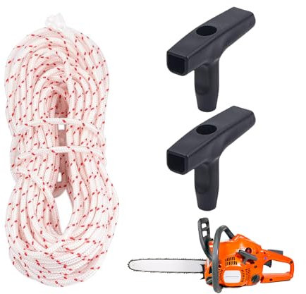 Pull Cord for Petrol Lawnmower,Lawn Mower Recoil Rope 10-Meter with 2 Starter Handle,Beat Grass Head Nylon Cords Replacement Heavy Duty Engine Start String assembly,for Lawnmowers Chainsaw Trimmer