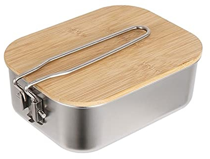 Scatole Lunc Scatola Lunc per Esterni Coperchio in Legno in Acciaio Inossidabile Picnic Portatile Tagliere da Campeggio Copertura Forniture da Campeggio Accessori