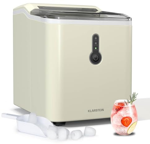 Klarstein Ice Cube Maker Small - 12kg/24h, 8 min cycle, 1.5L water tank, LED indicators, portable, transparent lid, incl. scoop - ice cube maker for parties