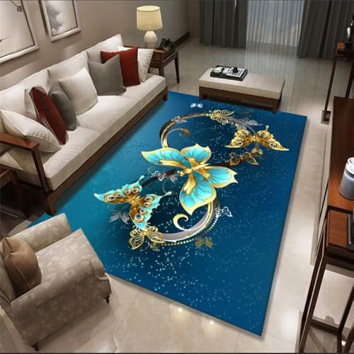 RUGMRZ Couch Teppich Der Geometrische, Moderne Wohnzimmer-Sofateppich Ist rutschfest, Schmutzabweisend Und Pflegeleicht Flokati Teppich Blau Teppich Jugendzimmer Wohnzimmer Deko Modern Teppich Couch