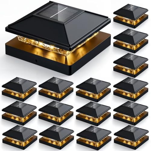 JOFIOS Solar Post Cap Light 16Pack, IP65 Waterproof, Fit 4x4/3.5x3.5 Posts | Post Cap Lights, 4x4 Deck Fence Solar Lights, Waterproof, Outdoor Post Lights for Vinyl/Wood Posts for Patio Porch Garden