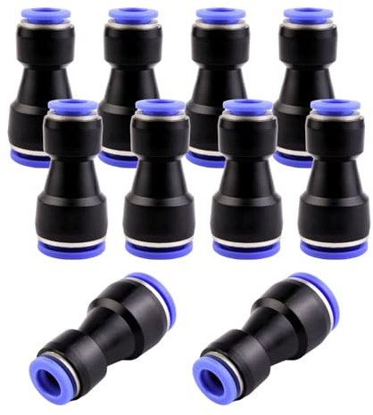 ANGEEK 10 stycken slangdiameter 16 och 10 mm tryckluftsförbindelse, pneumatiska reducerare, push-in snabbkoppling, snabbkopplingar för anslutning till luft och vatten
