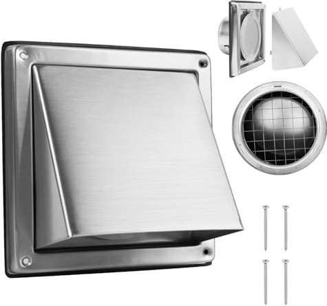 WeCooper Wetterschutzgitter Außenbereich 125mm Lüftungsgitter Edelstahl mit Insektenschutz und Vogelschutzgitter Abnehmbare Ablufthaube