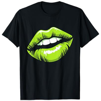 90er Jahre 80er Party Lila Lippenstift Kiss Kuss Kussmund T-Shirt