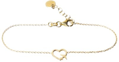 WearTravelers Pulsera con Colgante en forma de Corazón y Avión en línea - Pulsera Ajustable de Plata de Ley 925 - Idea de Regalo para los amantes de los viajes - Modelo Zurich (Oro)