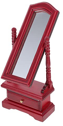 Sosoport Miniaturer Dressing Mirror Für Puppenhaus Realistisches Deko-möbelstück in Rot Für Kinderzimmerdekor Und Mini-hausaccessoires