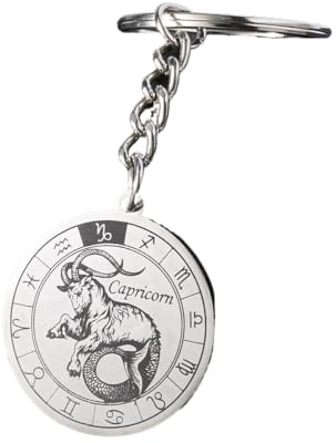 UBBVPKY Creative Constellation Jewelry Key Ring 12 Zodiac Sign Keychain for Men Women Metal Round Pendant Key Chain Accessories Birthday Astrology Gift Capricorn One Size