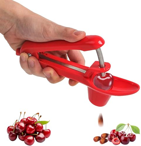 Kirschentkerner,Entkerner Edelstahl,für Hobbybäcker und Kirschliebhaber, Obstkernentferner für sauberes Entsteinen von Kirschen & Oliven – Cherry Pitter (A)