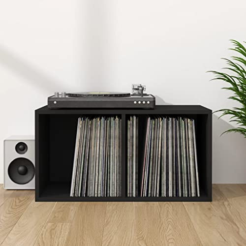 GCHDHAPB Gabinetes y almacenamiento, gabinetes y estantes de almacenamiento multimedia, caja de almacenamiento de vinilo, color negro, 71 x 34 x 36 cm, madera de ingeniería
