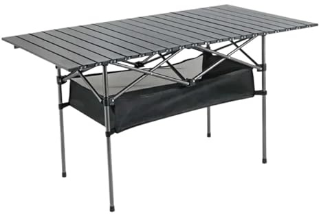 Tavolo da picnic pieghevole portatile, leggero, per esterni, con borsa per il trasporto, per campeggio, viaggi con guida autonoma, 120 cm di lunghezza, nero