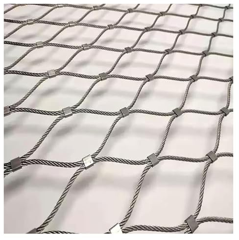 GOFQB Malla Cuerda Acero Inoxidable Flexible, Estructura Tejida Resistente Intemperie Vallas Metalicas para Bordes Balcones, Zonas suspendidas, Patios(2x2m/6.56x6.56ft)