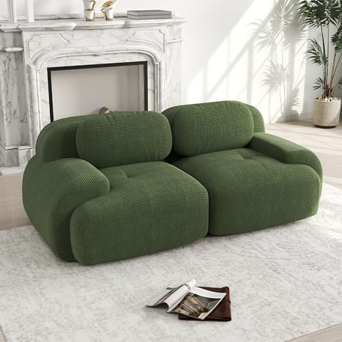 Dolamaní 2 Sitzer Sofa, Couch Sofa Cord Stoff für Wohnzimmer,Wohnung,Büro,Einfache Montage (Grün, A-2 Sitzer)