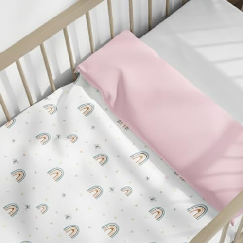 Pirinins Funda Nordica 100% Algodon Organico para Maxicuna Infantil de 70x140 cm Reversible, Prevenir Alergia, Ultra Suave, Colección Premium, Industria España, (Arcoiris Continuo)