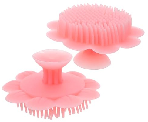 LOLIPPYY 2 St Mjuka Babyborstar Babyschampoborste Nyfödd Hårbottenskrubber Babyhårskrubber Silikon Hårbottenmassage Babymassage Hårbotten Badborste Rosa