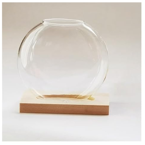 Vaso Idroponico In Vetro Moderno Con Base In Legno Coltura Senza Terra Per Casa, Ufficio, Caffè Soluzione Giardinaggio Interno Facile
