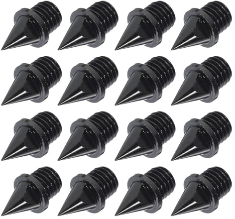 SOLUSTRE Clavos para Zapatillas de Atletismo 16 Piezas, Puntas de Carbono Negras Resistentes Corrosión, Aptos para Carreras de Velocidad y Campo a Través, Accesorios Deportivos para