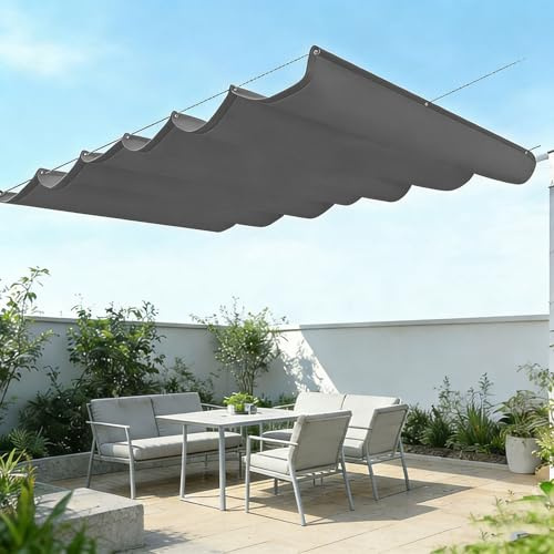 Einziehbare Welle Sonnensegel mit Ösen, einziehbares sonnensegel, Verstellbar Schattenabdeckung, Markisenstoff Schutz,für Balkon Terrasse Garten-Dark Gray||250x500cm