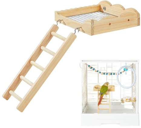 Escalera para Jaula de Aves,Gimnasio de Madera para Ejercicio - Soporte de Ejercicio para Aves - para periquitos, ninfas, agapornis, Canarios, jilgueros, gerbos, cobayas, hámsters