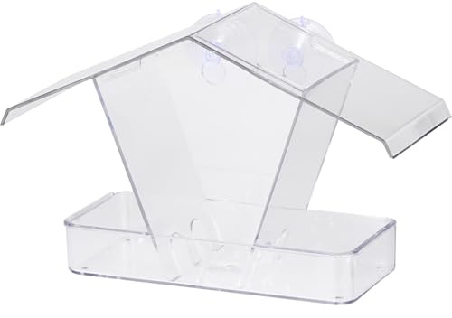 dobar 11503 fönster fågelmatare – foderstation av plast – foderdispenser för vilda fåglar med sugkoppar – foderpelare för fönster – foderhus med foderbricka – 24 x 9,6 x 15 cm – transparent