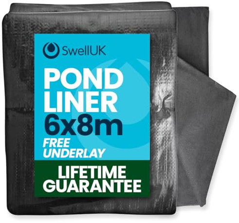 Swell UK 6m x 8m Pond Liner Free Underlay | UV Resistant | Garden Fish Ponds