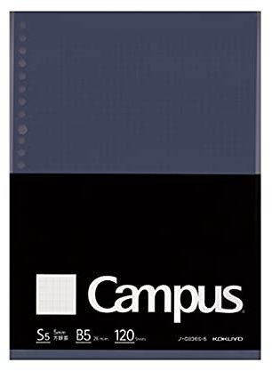 Kokuyo Campus Loose Leaf Paper for Binders, Business Type, Sarasara Smooth Writing, B5, 5mm Grid Ruled, 26 Holes, 120 Sheets, pH Neutral, Bleed Resistant, Japan Import (NO-G836S-5N)