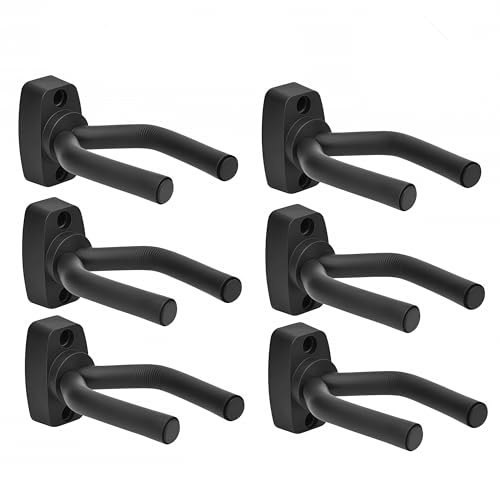 CC CAIHONG Gitarren-Wandhalter 6er Set, Gitarrenhalter Wandhaken Halterung Display Schwarz mit Schrauben - Passt für Gitarren aller Größen, Bass, Mandoline, Banjo, Ukulele