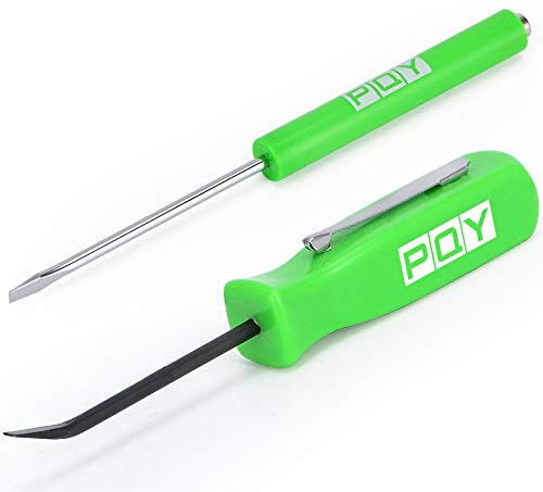 PQY Pocket Magnetic Screwdriver Slotted Head with Magnet Top + Mini Pry Bar Set Green