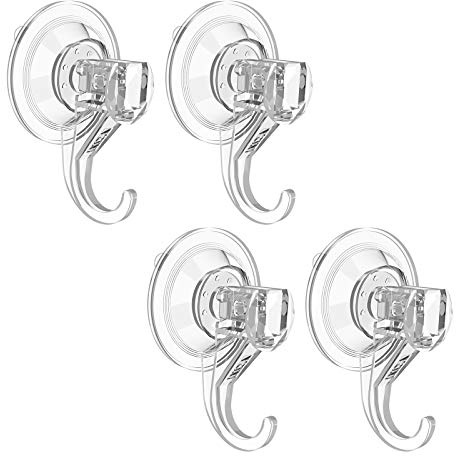 ZriEy Ganchos Ventosa Fuerte Perchas Grandes Individuales, Transparente Plástico, Ganchos Adhesivos Resistente al Agua, Ideal para Baño Cocina Ducha Ventana, etc. 4Piezas