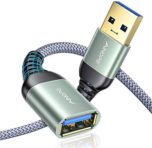 AINOPE 2 Stück 3M+3M USB Verlängerung Kabel USB 3.0 Verlängerungskabel A Stecker auf A Buchse mit eleganten Alluminiumsteckern, Nylon Stoffmantel für Kartenlesegerät,Tastatur, Drucker, Scanner