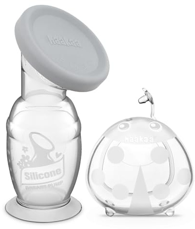 haakaa Silicone 100 ML Tiralatte Manuale con Coperchio e Base Ventosa & 1 Pezzi 75 ML Coppette Raccoglilatte, Raccolta del Latte Materno, Senza BPA