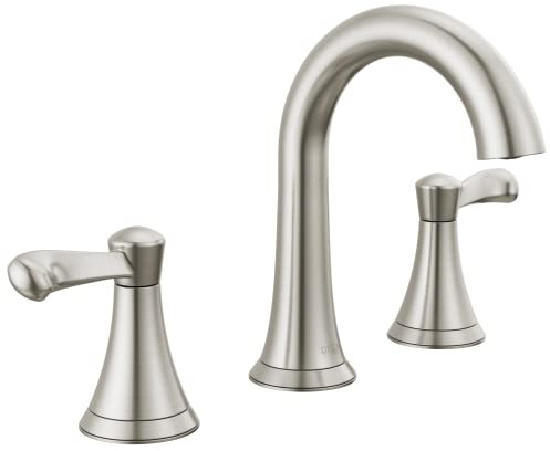 Delta Faucet Esato Widespread Bathroom Faucet Brushed Nickel, Bathroom Faucet 3 Hole, Bathroom Sink Faucet, Drain Assembly, SpotShield Brushed Nickel 35897LF-SP