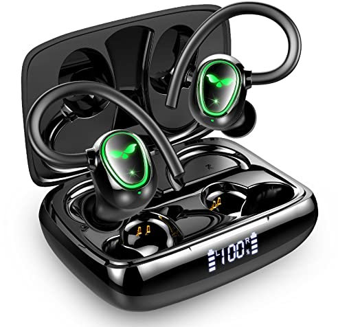 Wireless Earbuds, Wireless Headphones Running Bluetooth 5.3 Headphones with Dual Mic, Wireless Earphones Noise Cancelling Earbuds Sport Earhook IP7 Waterproof, 48H Stereo Headset, USB-C, LED Display
