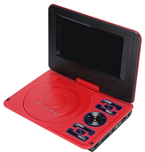 Mini Lettore Dvd Portatile da 6,8 Pollici, con Schermo LCD Widescreen Orientabile a 270°, Supporto USB/Scheda SD/sincronizzazione TV e Formati di Dischi Multipli, per Bambini/Genitori a Casa(Rosso)