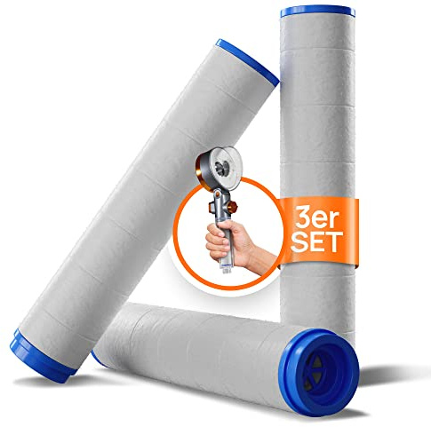 POWERLAP Ersatz-Filter Duschkopf, Filter gegen Kalk, 3 Stück PP-Baumwolle | Duschkopf Filter Ersatz - Kalkfilter Duschfilter Duschkopffilter - Duschbrause Dusche - weniger Chlorgeruch, 10 x 2 cm
