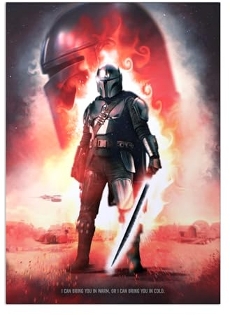 Displate Offiziell Star Wars MetallPoster Magnetische Befestigung Inklusive Lizenziert Bilder Hochwertiges Poster Main Characters - Mandalorian 45 cm x 32 cm